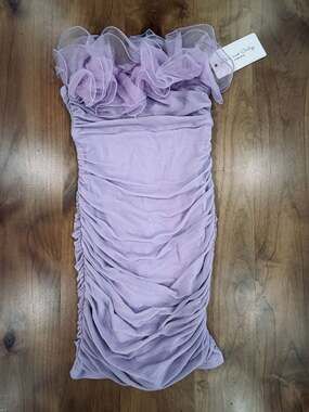 One and Only Collective Lilac Valentina Ruffle Mesh Mini Dress, Size US M